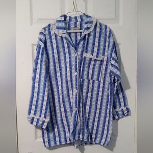 L.L. Bean Blue and White Striped Pajama Top